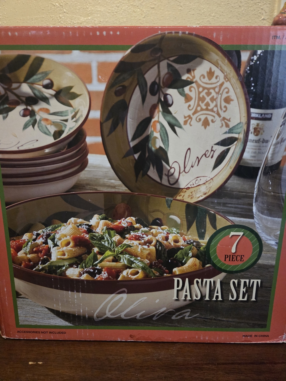 Certified International Oliva, Jennifer Brinley Pasta Set - 7 Pcs New